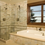 L SHOWERDOOR WITH CLAMPS STARFIRE GLASS